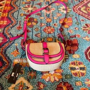 Summer straw pink purse